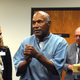 O.J. Simpson reacts after learning he was granted parole at Lovelock Correctional Center on July 20, 2017, in Lovelock, Nev.